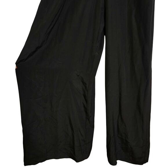 Zimmermann Ruffle Trimmed Silk Crepe De Chine Jumpsuit Size 1/S Black Wide Leg - Picture 9 of 15
